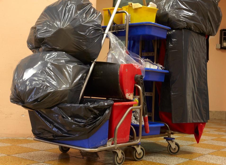 janitorial services with trash bags
